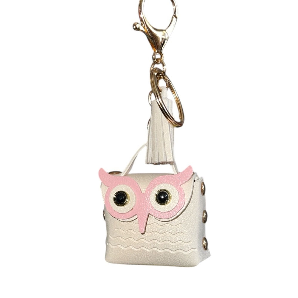NEW! SMALL LIGHT COFFEE OWL BAG CHARM KEYCHAIN